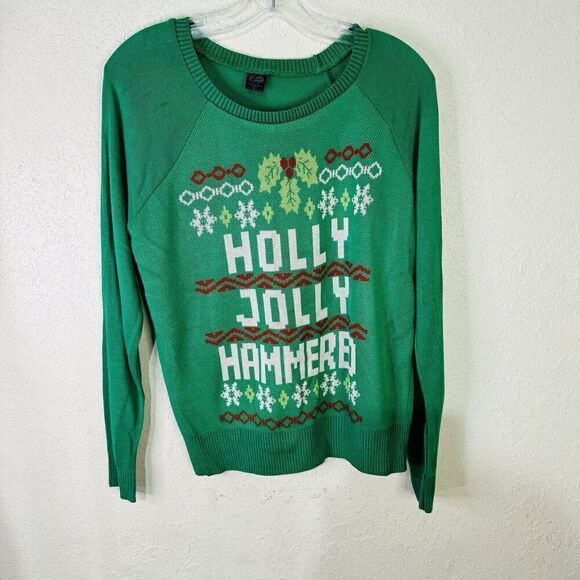 Gold Rush Ugly Christmas‎ Sweater - Holly Jolly Hammered - Green Size L - Picture 1 of 7